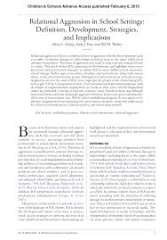 Pdf Relational Aggression In School Settings Definition Development Strategies And Implications