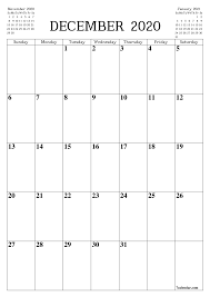 Printable Blank Calendar Planner A4 A5 And A3 Pdf And Png December 2020 7calendar Com Nel 2020 Lista Di Cose Da Fare Cose Da Fare