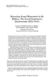 Pdf Measuring Sexual Harassment In The Military The Sexual Experiences Questionnaire Seq Dod