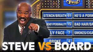 Family feud host steve harvey was grossed out by a recent prompt about earwax on the show.; Steve Harvey Mocked By The Board Family Feud Youtube