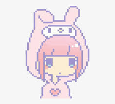 Sanrio My Melody Pastel Pink Girl Kawaii Cute Cute Pixel Art Girl Transparent Png Download Anime Pixel Art Pixel Art Cute Art