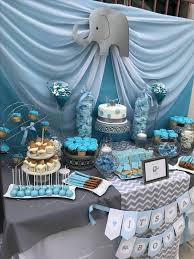 50 Awesome Baby Shower Themes And Decorating Ideas For Boy Baby Shower Dessert Table Baby Shower Decorations For Boys Elephant Baby Shower Boy