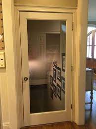 Interior doors with glass provide the opportunity to add style and design to your rooms, as well as being practical. 3 Step Stairwell Makeover Hardwood Glass Door Photo Wall Basement Makeover Basement Apartment Basement Remodel Diy