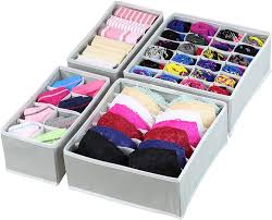 Sort your socks and underwear with a drawer organizer that will force you to toss those random socks that no longer have matches. Amazon Com Simple Houseware Closet Underwear Organizer Drawer Divider 4 Set Gray