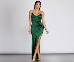 Windsor Ellen Formal Satin Dress In Green Size Xs Satin Fabric In 2020 Satin Dresses Dresses Casual Formal Dresses