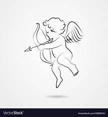 Hand drawn sketch of cupid Royalty Free Vector Image