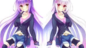 Trigger happy havoc junko pink flower pillow cushon soft anime gift fashion for sale online | ebay. Wallpaper Illustration Long Hair Anime Girls Artwork Purple Hair Cartoon Thigh Highs Original Characters Twins Mangaka 1920x1080 Makelelele 65119 Hd Wallpapers Wallhere
