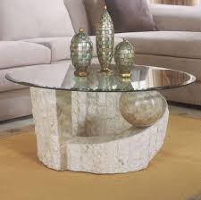 Glass Coffee Table Sets Clearance Ponte Vedra Stone Round Cocktail Table With Glass Top Modern Office Stone Coffee Table Coffee Table Stylish Coffee Table
