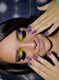 Yellow Purple Combo For The Game Eye Makeup Purple Makeup Makeup Inspiration