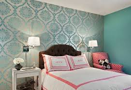 Resene half barely there is a wonderful. Teal Damask Wallpaper Transitional Bedroom Marks Frantz Interior Design Bedroom Bedroom Interior Wallpaper Living Room
