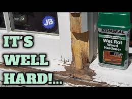 Adhesives available for any job. Using Ronseal Wet Rot Wood Hardener On This Rotten Window Before Filling It Youtube