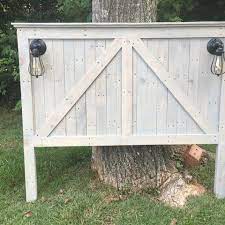 Farmhouse Queen Size Headboard With Lights Handcrafted From Repurposed Farmhouse Headboard Headboard With Lights Headboards For Beds