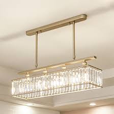 Rectangle Living Room Chandelier Metal 4 Lights Vintage Chandelier Light With Clear Crystal In Black Gold Beautifulhalo Com