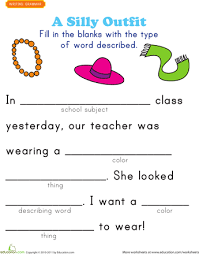 For blank tiles on the result page, click on the word to find the meaning (it will perform a dictionary lookup on a standard. Fill In A Funny Story 2 Worksheet Education Com Describing Words First Grade Writing Funny Stories