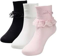 Amazon Com Cotton Day Toddler Baby Kids Girls Frilly Lace Ruffle Dress Socks Pink White Black M Shoe Size 1 Girls Black Dress Dress Socks Black Dress Socks