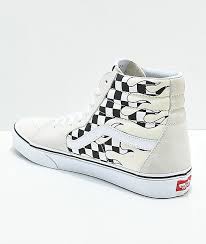 Black And White Checkered High Top Vans Vans Sk8 Hi Checkerboard Flame White Skate Shoes Zumiez Skate Shoes Mens Vans Shoes Vans Shoes High Tops