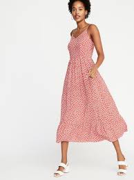 Fit Flare Floral Cami Midi Dress For Women Old Navy Womens Dresses Cami Midi Dress Red Midi Dress