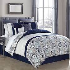 Blue and gray comforter set queen. Abby 12 Piece Full Queen Comforter Set In Navy Grey Comforter Sets Bedroom Design Styles Bed Linen Design