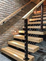 Modern style for homes and durable stairs solutions for offices or factories. Close Up View Of The New Industrial Style Staircase With Mountain Modern Touches Industrial Staircase Denver By Protegee Design Company Houzz