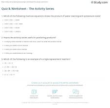 _ p + o2 → p4o10. Quiz Worksheet The Activity Series Study Com