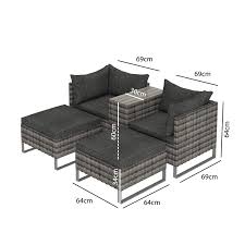 Allo set of 2 poly resin plant stands, large, natural white. Grey Modular 2 Seater Rattan Sofa Footstools And Table Set Como Buyitdirect Ie