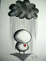 Black And White Cartoon Illustration Broken Heart Cartoon Cute Animated Person With Red Heart Rainy Cloud On Top Cute Drawings Black And White Pencil Sketch In 2020 Emotional Drawings Art Drawings Simple Cool Drawings