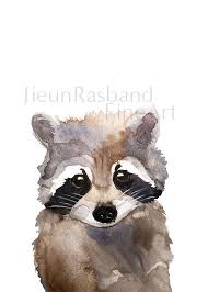 Baby Raccoon Instant Print Animal Printable Art Watercolor By Jieun Rasband Wall Decor Nursery Wall Art Animal Art Raccoon Print Art