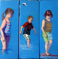 Somers Beach Kids Triptych by Frances Henke