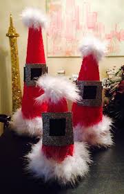 Black And Red Santa Hat Santa Hats Foam Cone Spray Painted Red Boa Feathers Black Ribbon Sparkly Foam For The Belt Black Ribbon Pinterest Projects Santa Hat