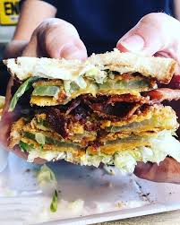 Fried Green Tomato Blt Cross Section Eating My Way Home Is That A Thing Birmingham Bham Bhm Eeeeeats Fried Sawssoulkitchen Foodandwine Sandwich