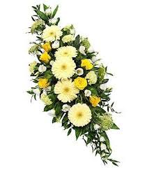 Traditional yellow and white sympathy basket. Yellow Double Ended Spray Mad Lilies Banstead Surrey
