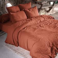 Ce n'est plus un secret pour personne et encore moins pour les jeunes parents, la peau des bébés de 0 à 2. Housse De Couette Gaze De Coton 260 Cm Gaia Terracotta Linge De Lit Eminza