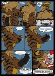 anthro canine comic cum feline fur furry holding huge cock hyper  male only muscles penis precum text tiger wolf zeusralo 