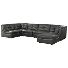 It has two pieces, plus the added ottoman, assembly required. Furniture Of America Onta Faux Leather Sectional And Ottoman In Gray Idf 6456 Sec Ot