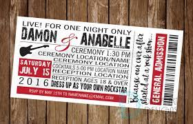 Faire Part Mariage Rock And Roll Music Wedding Invitations Ticket Wedding Invitations Rock N Roll Wedding