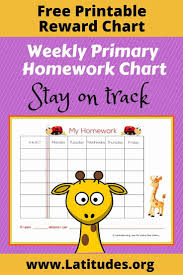 Free Weekly Homework Sticker Chart Primary Acn Latitudes
