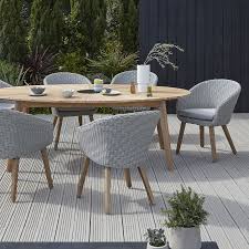 John Lewis Partners Sol 6 Seater Oval Garden Dining Table Chairs Set Fsc Certified Eucalyptus Natural Furniture Outdoor Furniture Outdoor Furniture Sets