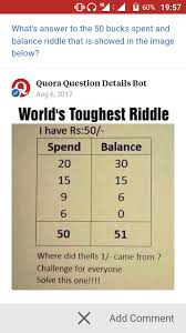 Sometimes we earned 3 million rubles [almost. What S Answer To The 50 Bucks Spent And Balance Riddle That Is Showed In The Image Below Quora
