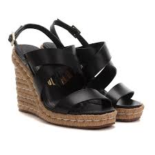 Sandalia Couro Anabela Santa Lolla Espadrille Corda Tiras Cruzadas Feminina Preto Zattini