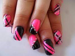 Black and hot pink combo. 50 Beautiful Pink And Black Nail Designs 2017