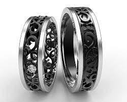 His Ans Her Matching Wedding Band Set Diamond Wedding Band Etsy In 2021 Diamond Wedding Band Sets Medieval Wedding Ring Unique Wedding Band Sets
