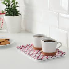 Vinterfest Tray Patterned White Red Ikea Ikea Tray Pattern