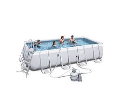 bestway kit de piscine rectangulaire power steel gris clair pompe avec filtre a sable et accessoires 549x piscine rectangulaire piscine piscine et jardin