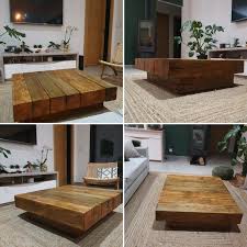 Table Basse En Poteau 15x15 Dimension 100x105 Hauteur 35cm Une Realisation By Woodouestatelier Table Basse Poteau Bois Table