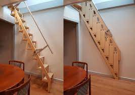 Revolutionary Hideaway Staircase Folds Flat Against The Wall Living In A Space Saving Staircase Tiny House Stairs Folding Staircase