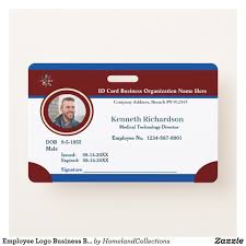 Employee Logo Business Bar Code Card Custom Badge Zazzle Com In 2020 Custom Badges Organisation Name Company Goals