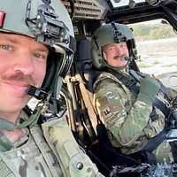 U.S. Air Force Capt. Nicolas Barragan, left, and Capt.