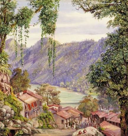 File:Marianne North (1830-1890) - Looking down the Bazaar and Lake of Nynee Tal, Kumaon, North West India - MN342 - Marianne North Gallery, Royal Botanic Gardens, Kew.jpg - Wikimedia Commons