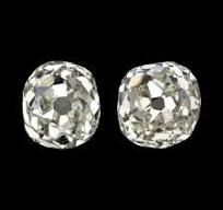 1.13ct K VS1 OLD MINE CUT DIAMOND STUD EARRINGS MATCHING PAIR ANTIQUE  CUSHION