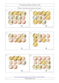 So i have started to create some morning math work and i also have created some touch coins worksheets. Counting Euro Coins A
